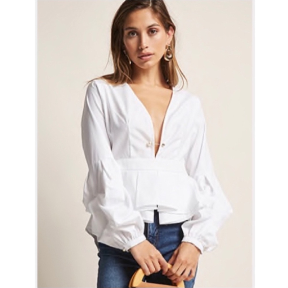White Striped High-Low Peplum Top